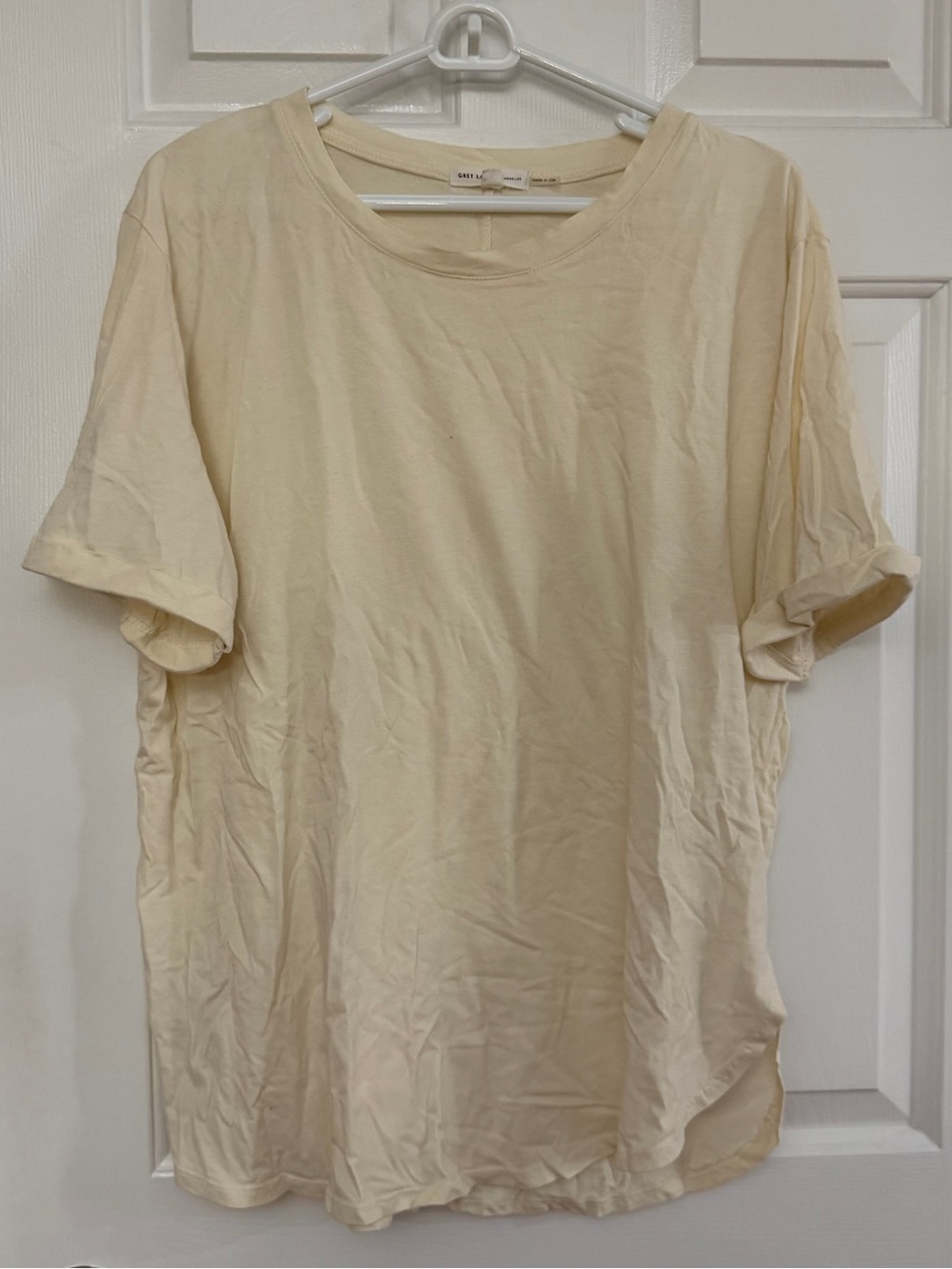 GREY LAB Wonens Cream Short Sleeve Crew Neck T-Shirt